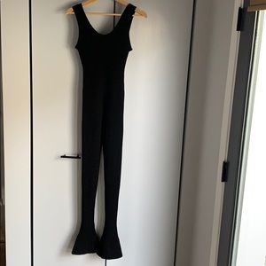 Prada Black Ribbed Wool Jumpsuit Size 38